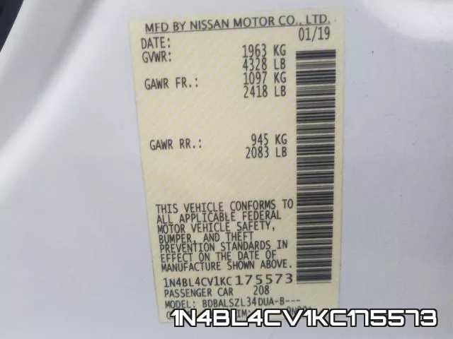1N4BL4CV1KC175573 фото 2