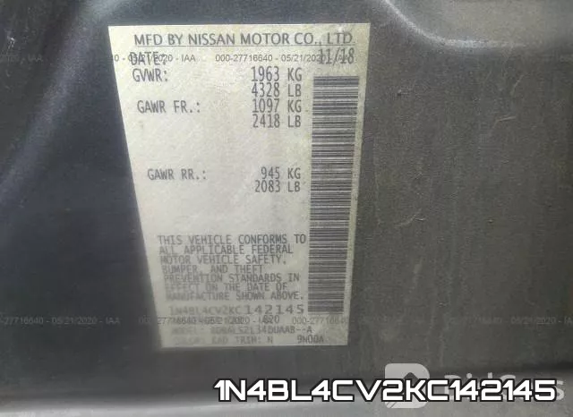 1N4BL4CV2KC142145 фото 10