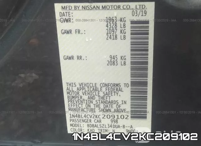 1N4BL4CV2KC209102 фото 10