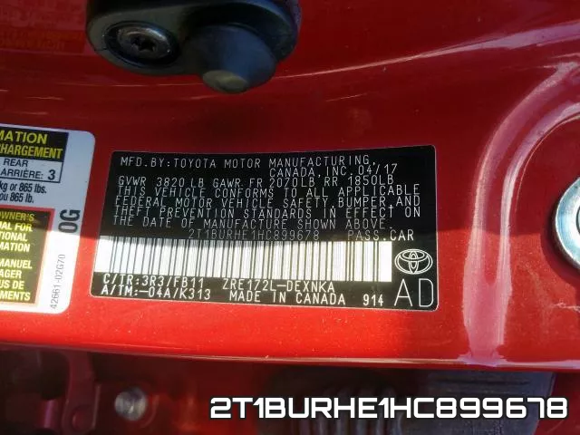 2T1BURHE1HC899678 фото 2