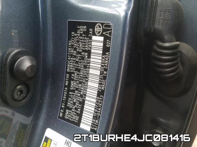 2T1BURHE4JC081416 фото 2