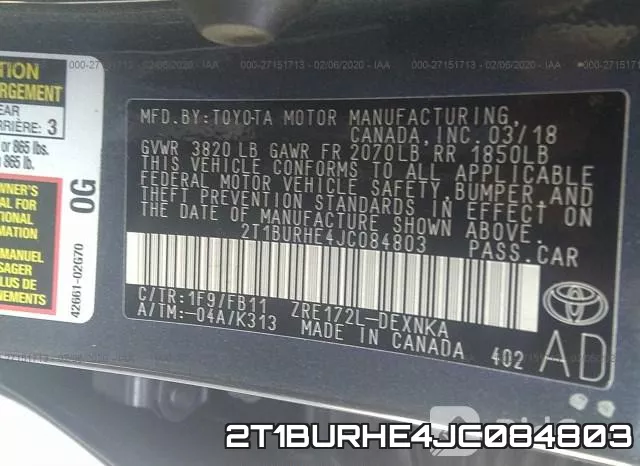 2T1BURHE4JC084803 фото 10