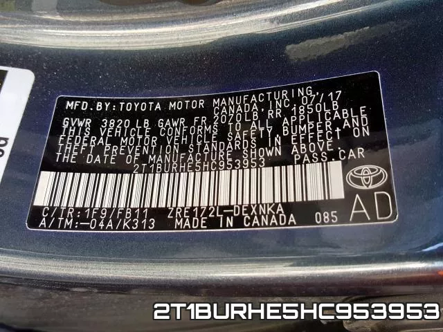 2T1BURHE5HC953953 фото 2