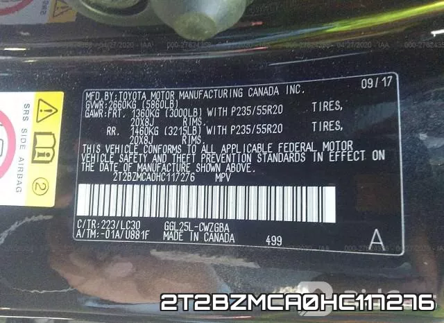 2T2BZMCA0HC117276 фото 10