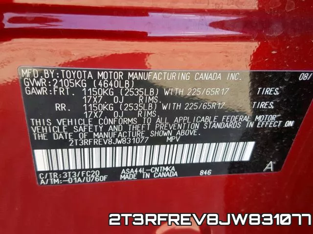 2T3RFREV8JW831077 фото 2