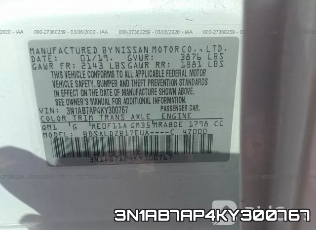3N1AB7AP4KY300767 фото 10