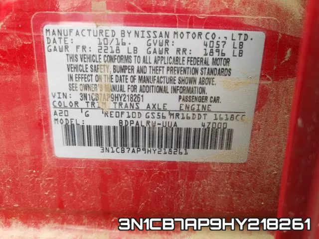 3N1CB7AP9HY218261 фото 2