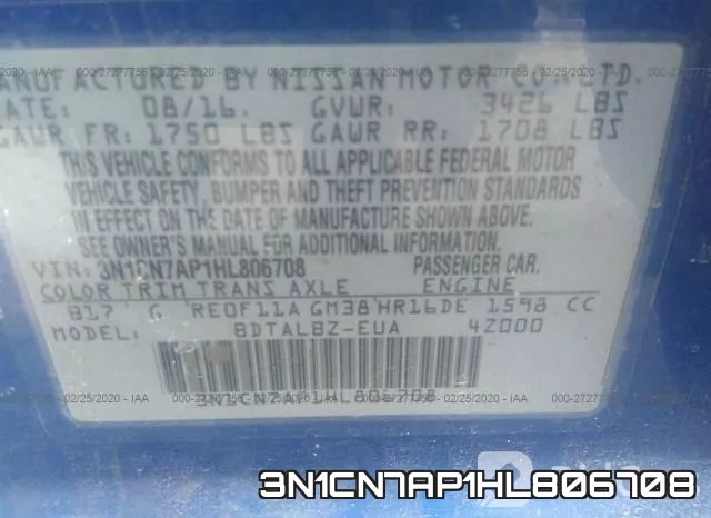 3N1CN7AP1HL806708 фото 10
