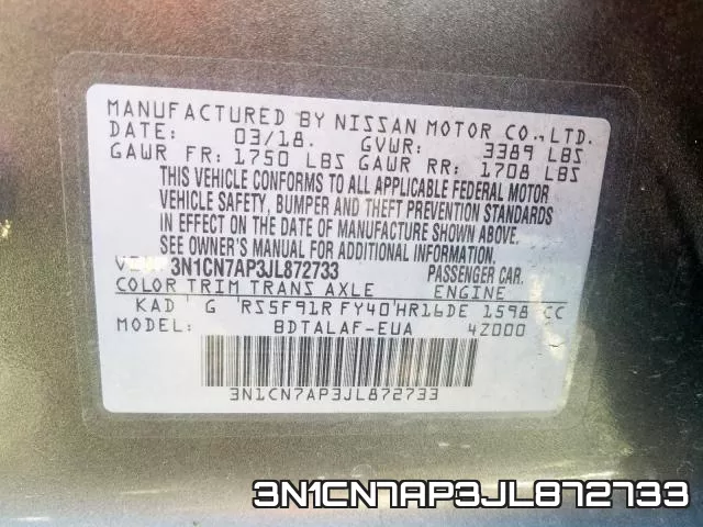 3N1CN7AP3JL872733 фото 2