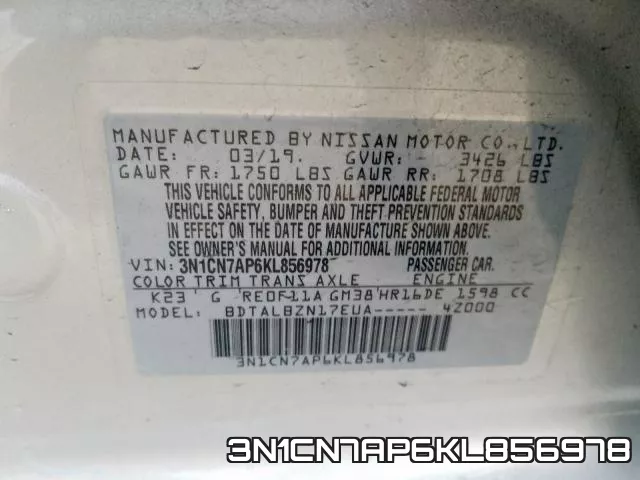 3N1CN7AP6KL856978 фото 2