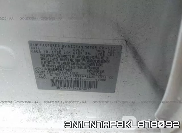 3N1CN7AP8KL878092 фото 10