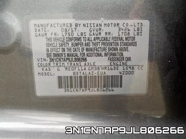 3N1CN7AP9JL806266 фото 2
