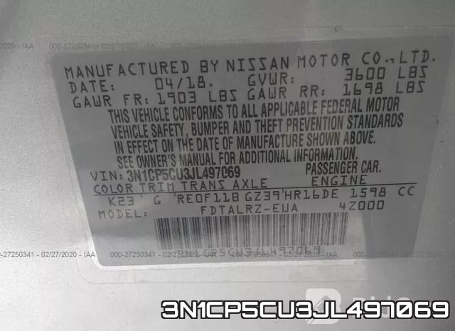 3N1CP5CU3JL497069 фото 10