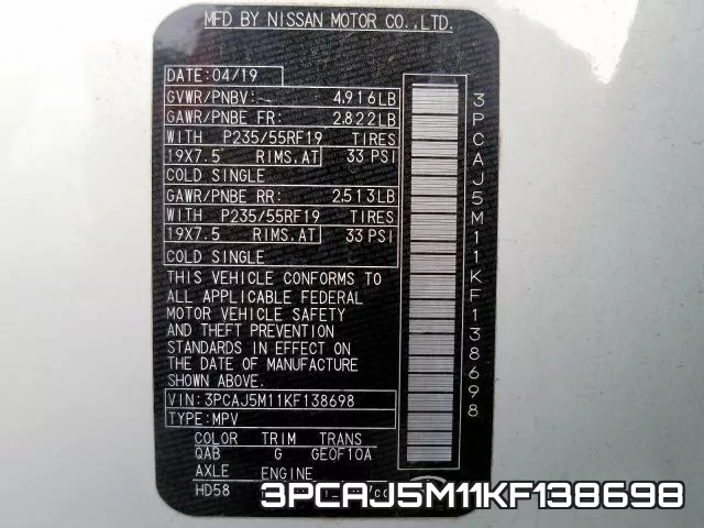 3PCAJ5M11KF138698 фото 2