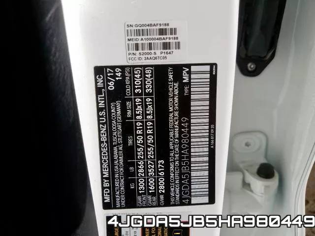 4JGDA5JB5HA980449 фото 2