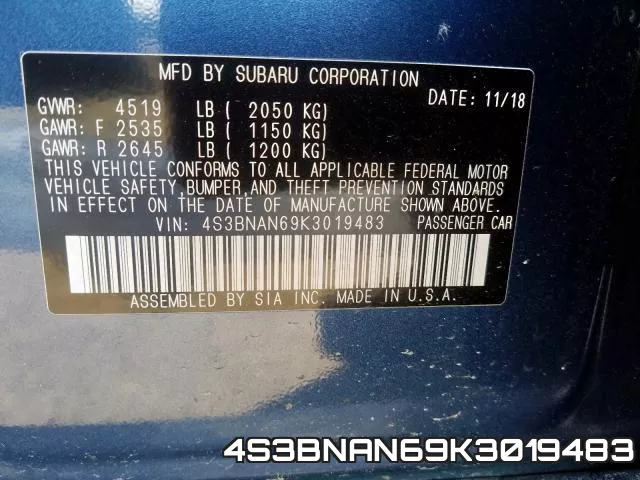 4S3BNAN69K3019483 фото 2