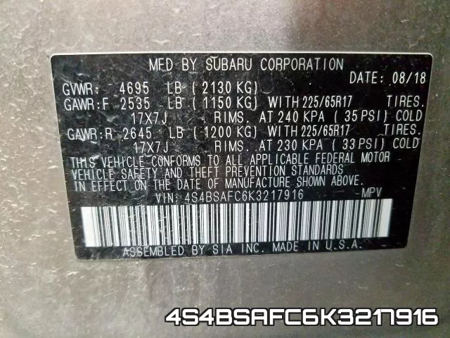 4S4BSAFC6K3217916 фото 2