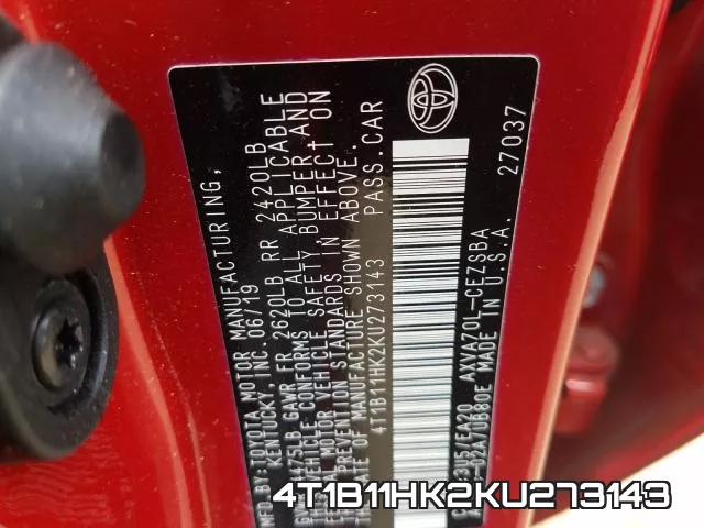 4T1B11HK2KU273143 фото 2
