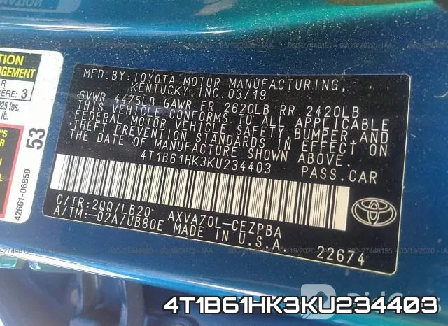 4T1B61HK3KU234403 фото 10