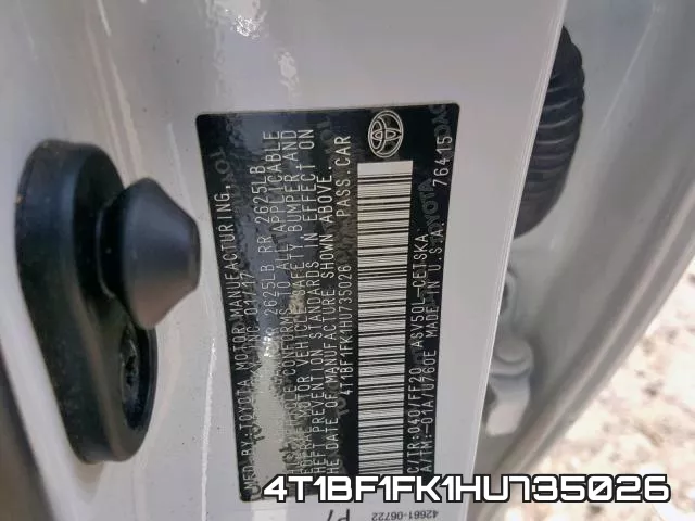 4T1BF1FK1HU735026 фото 2