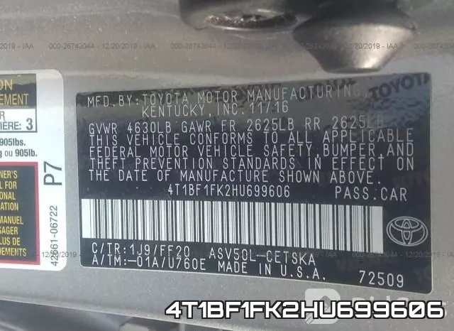 4T1BF1FK2HU699606 фото 10