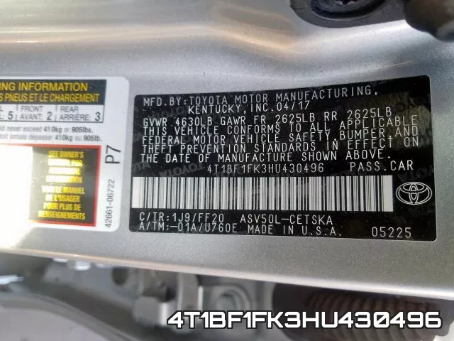 4T1BF1FK3HU430496 фото 2