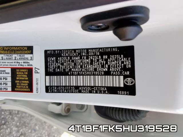 4T1BF1FK5HU319528 фото 2