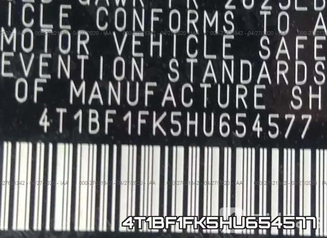 4T1BF1FK5HU654577 фото 10