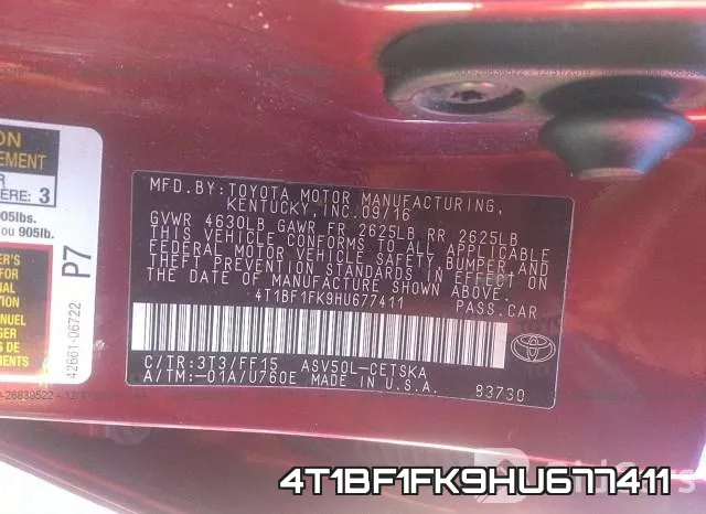 4T1BF1FK9HU677411 фото 10