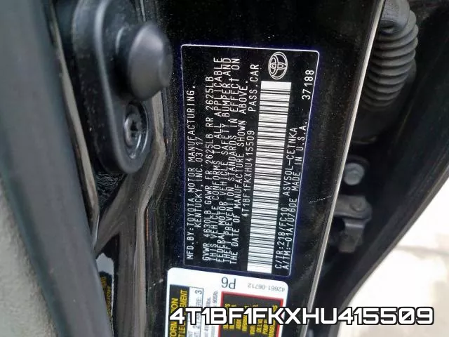 4T1BF1FKXHU415509 фото 2
