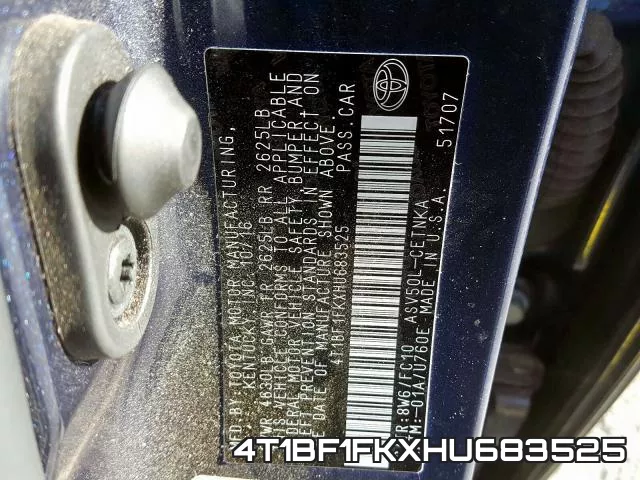 4T1BF1FKXHU683525 фото 2