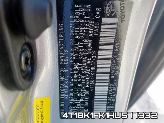 4T1BK1FK1HU577332 фото 2