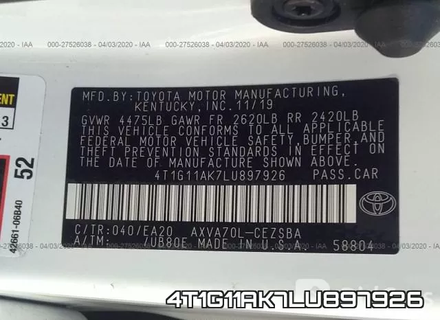 4T1G11AK7LU897926 фото 10