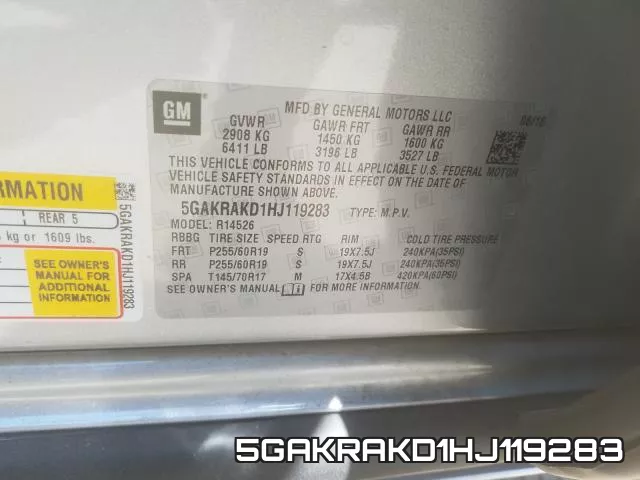 5GAKRAKD1HJ119283 фото 2