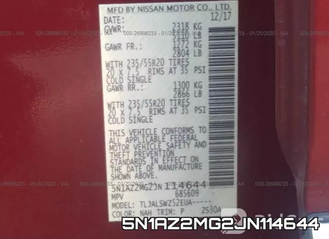 5N1AZ2MG2JN114644 фото 10