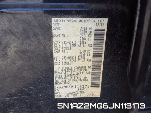 5N1AZ2MG6JN113173 фото 2