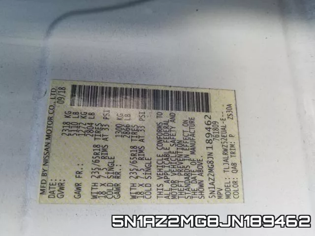 5N1AZ2MG8JN189462 фото 2