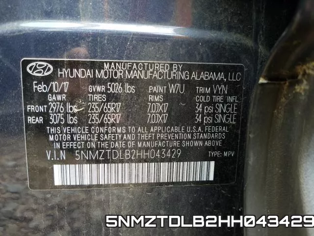 5NMZTDLB2HH043429 фото 2
