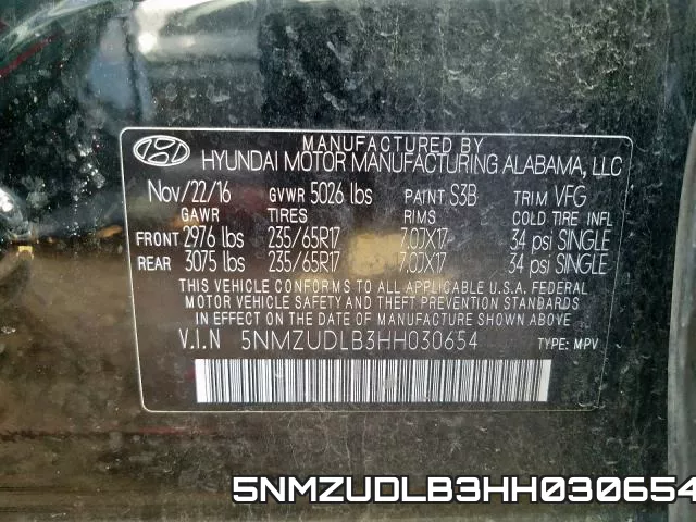 5NMZUDLB3HH030654 фото 2