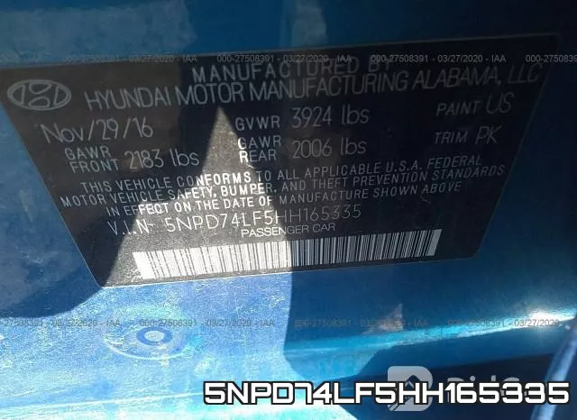 5NPD74LF5HH165335 фото 10