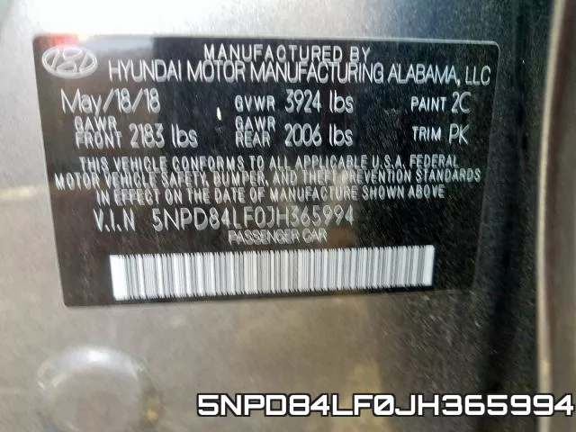 5NPD84LF0JH365994 фото 2