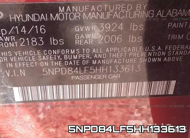 5NPD84LF5HH133613 фото 10