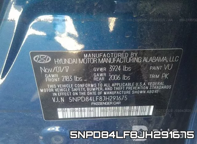 5NPD84LF8JH291675 фото 10