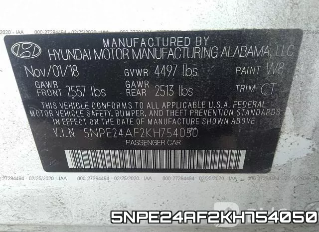 5NPE24AF2KH754050 фото 10