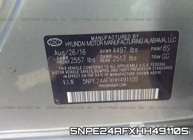 5NPE24AFXHH491105 фото 10