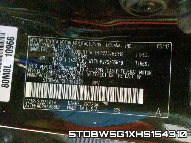 5TDBW5G1XHS154310 фото 2