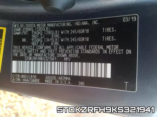 5TDKZRFH9KS321941 фото 2