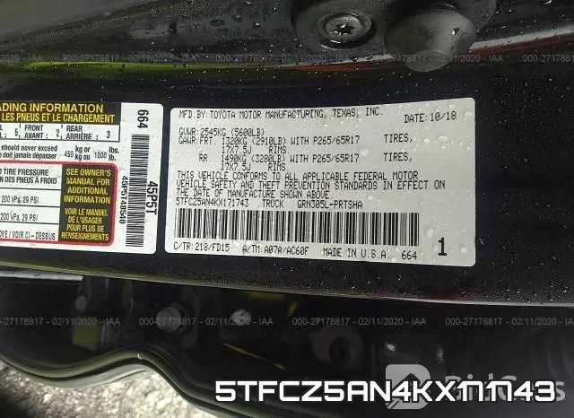 5TFCZ5AN4KX171743 фото 10