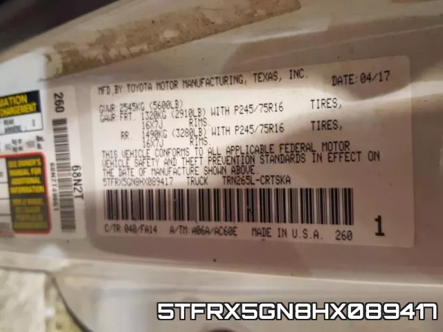 5TFRX5GN8HX089417 фото 2