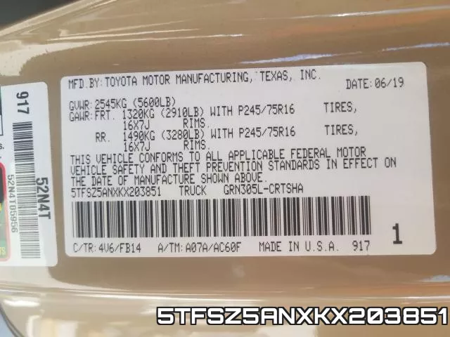 5TFSZ5ANXKX203851 фото 2
